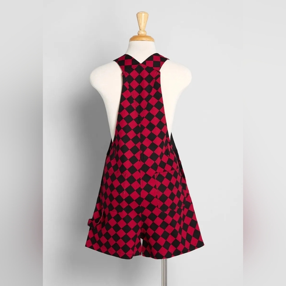 Red & Black Check Short Overalls AUS 14 - Picture 2 of 6